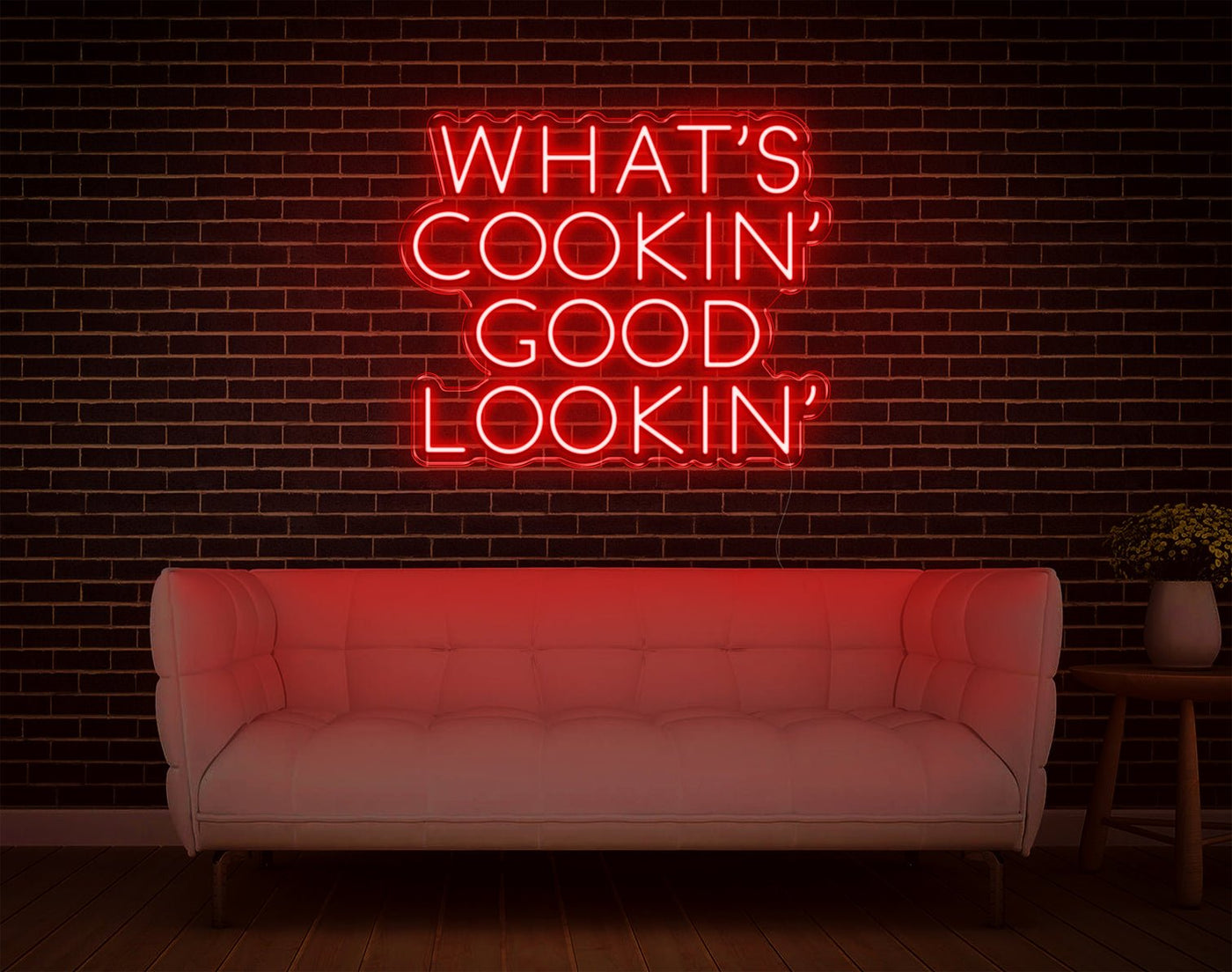 What's Cookin' Good Lookin' LED Neon Sign - 21inch x 25inchRed