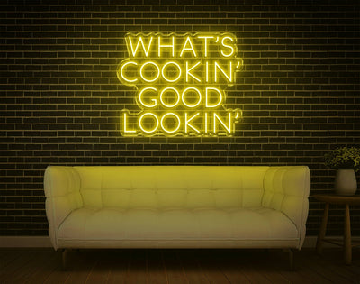 What's Cookin' Good Lookin' LED Neon Sign - 21inch x 25inchYellow