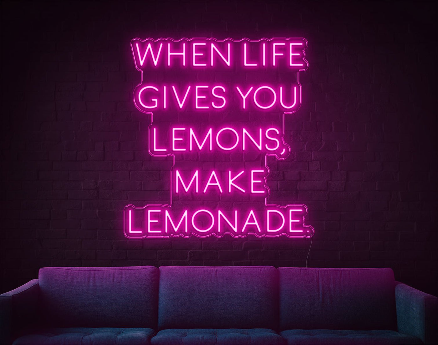 When Life Gives You Lemons, Make Lemonade LED Neon Sign - 31inch x 29inchHot Pink