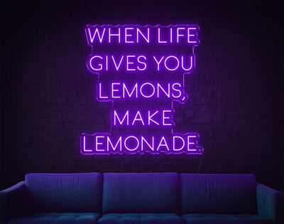 When Life Gives You Lemons, Make Lemonade LED Neon Sign - 31inch x 29inchPurple