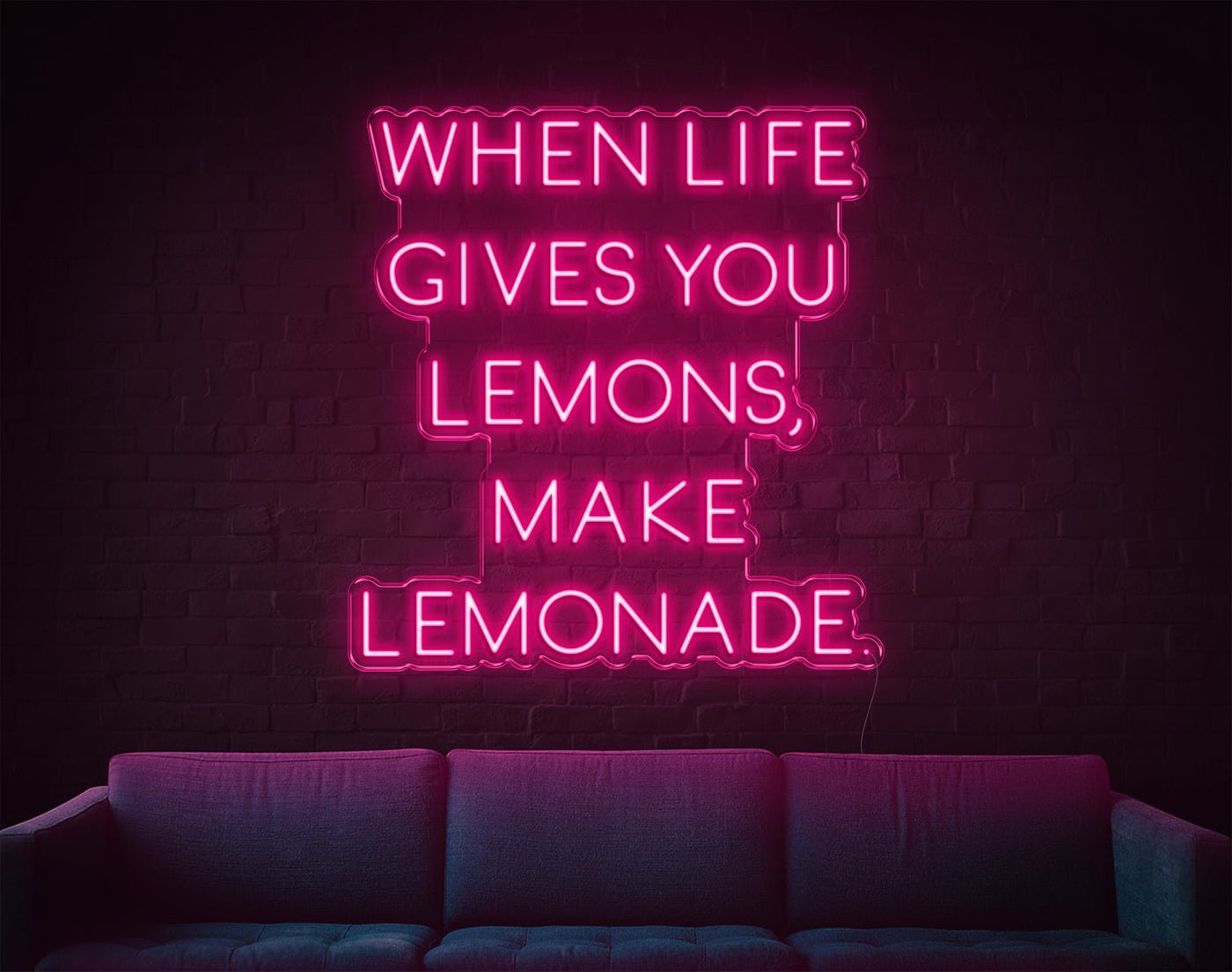 When Life Gives You Lemons, Make Lemonade LED Neon Sign - 31inch x 29inchLight Pink
