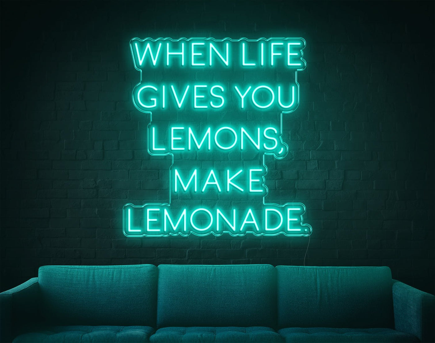 When Life Gives You Lemons, Make Lemonade LED Neon Sign - 31inch x 29inchTurquoise