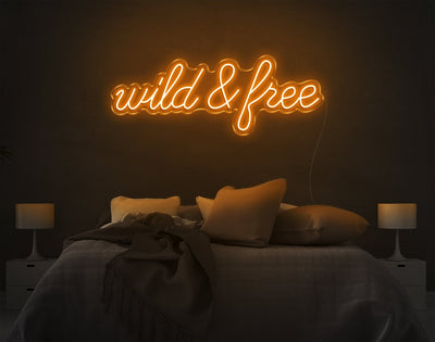 Wild And Free LED Neon Sign - 11inch x 32inchHot Pink