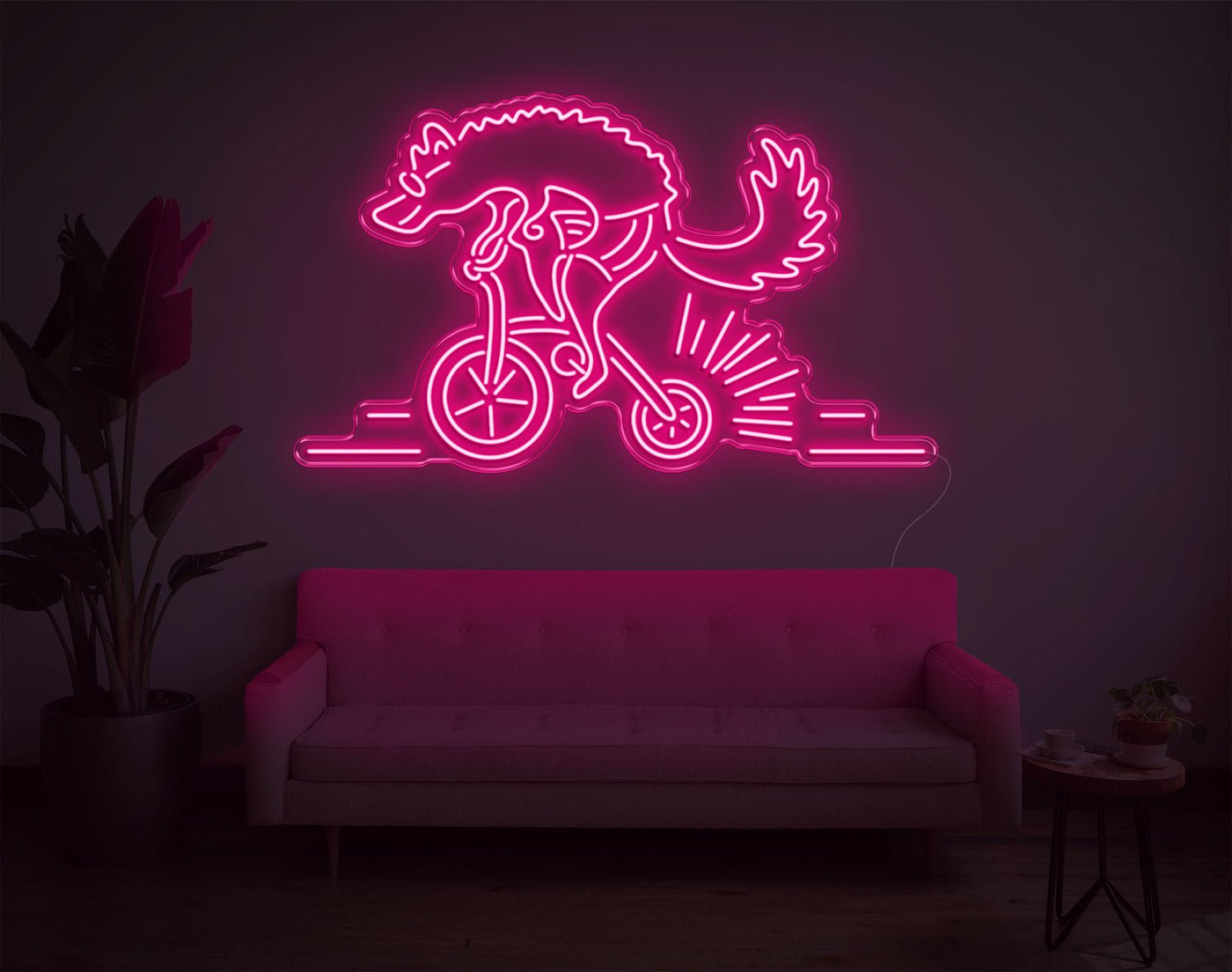 Wolf Bike LED Neon Sign - 24inch x 41inchHot Pink