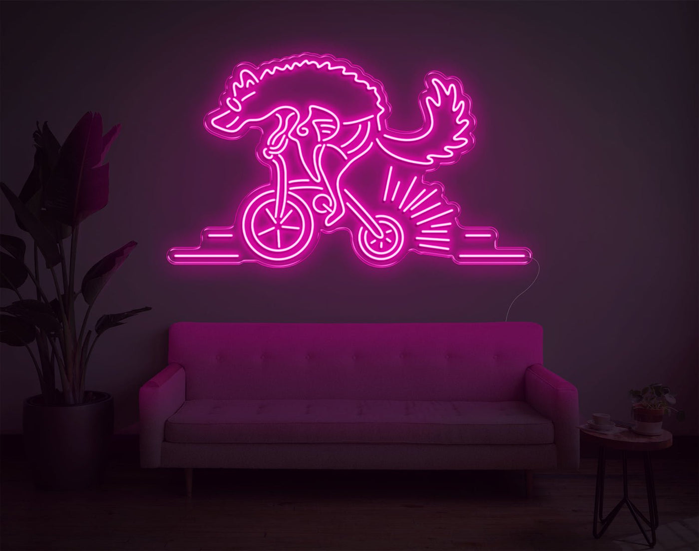 Wolf Bike LED Neon Sign - 24inch x 41inchHot Pink